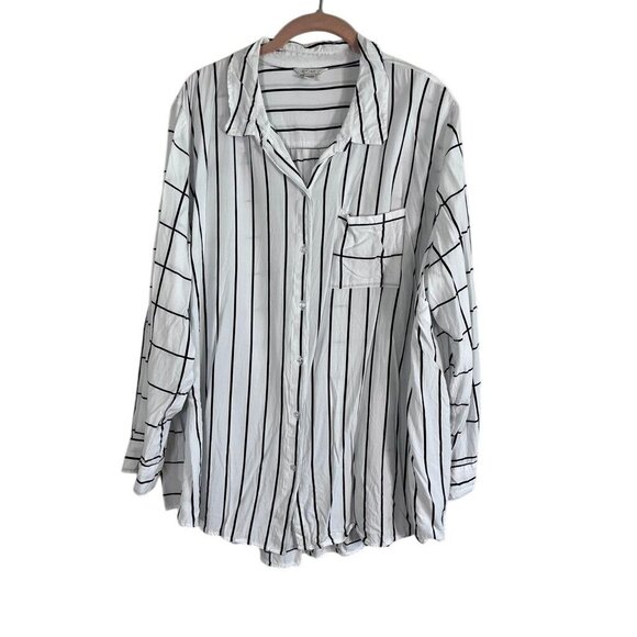 Cato Stripe Top 22 Black Neutral Minimalist Workwear Casual Retro 80s Retro Soft - Picture 1 of 12
